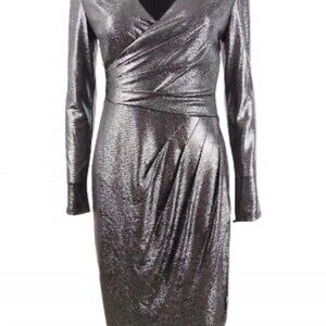 Adrianna Papell Metallic Long Sleeve Dress